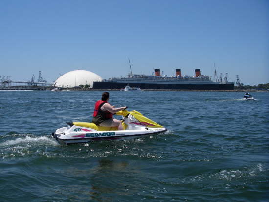 Chris passing the Queen Mary