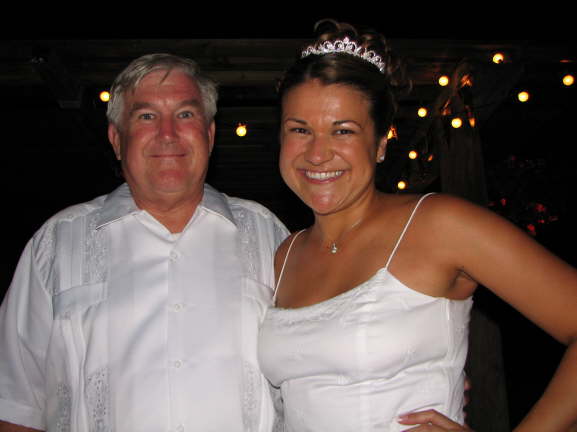 A very happy father and bride