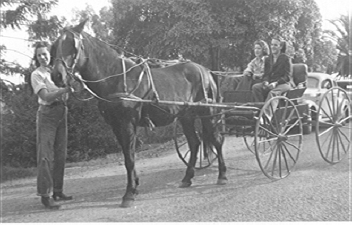 Virginia riding in a carriage