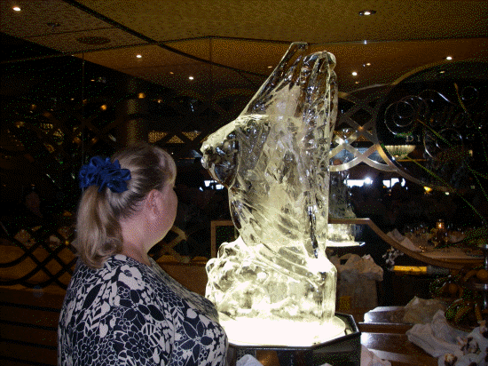Ice carving at the dining room