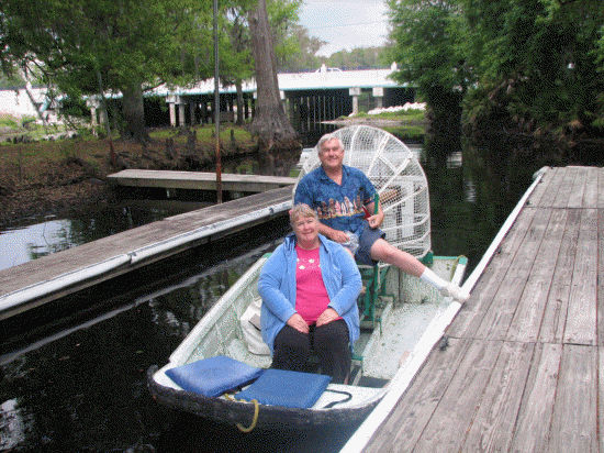 Katie and Pete airboating