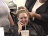 Bride getting hair done